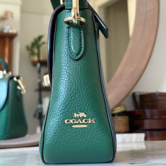 Kelly Green Coach Marlie Top Handle - Picture 3 of 5